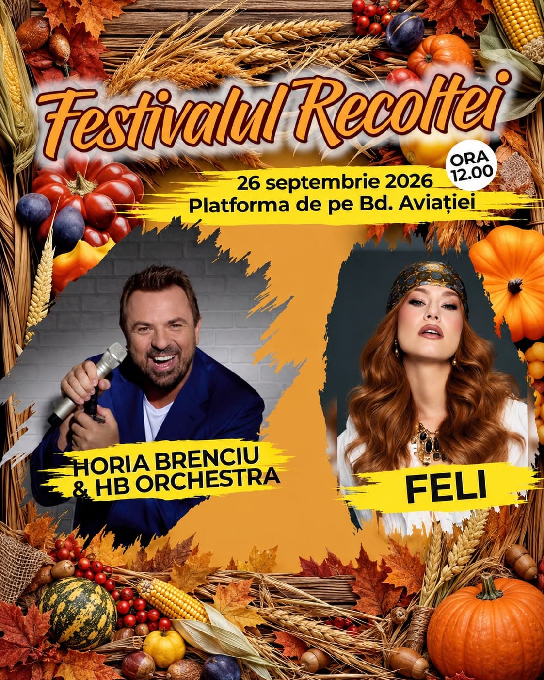 Festivalul Recoltei revine la Giroc cu Horia Brenciu și Feli. Muzică, tradiții și o miză caritabilă